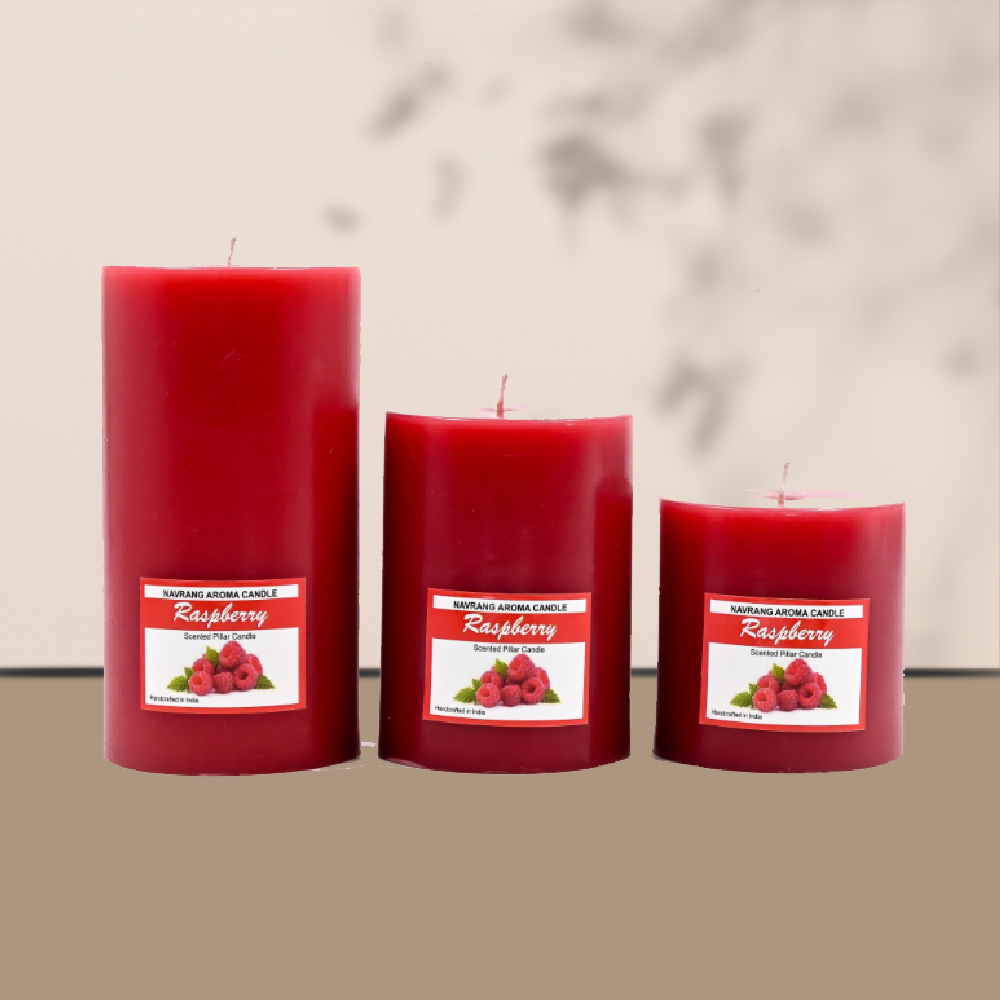 Raspberry Pillar Candle